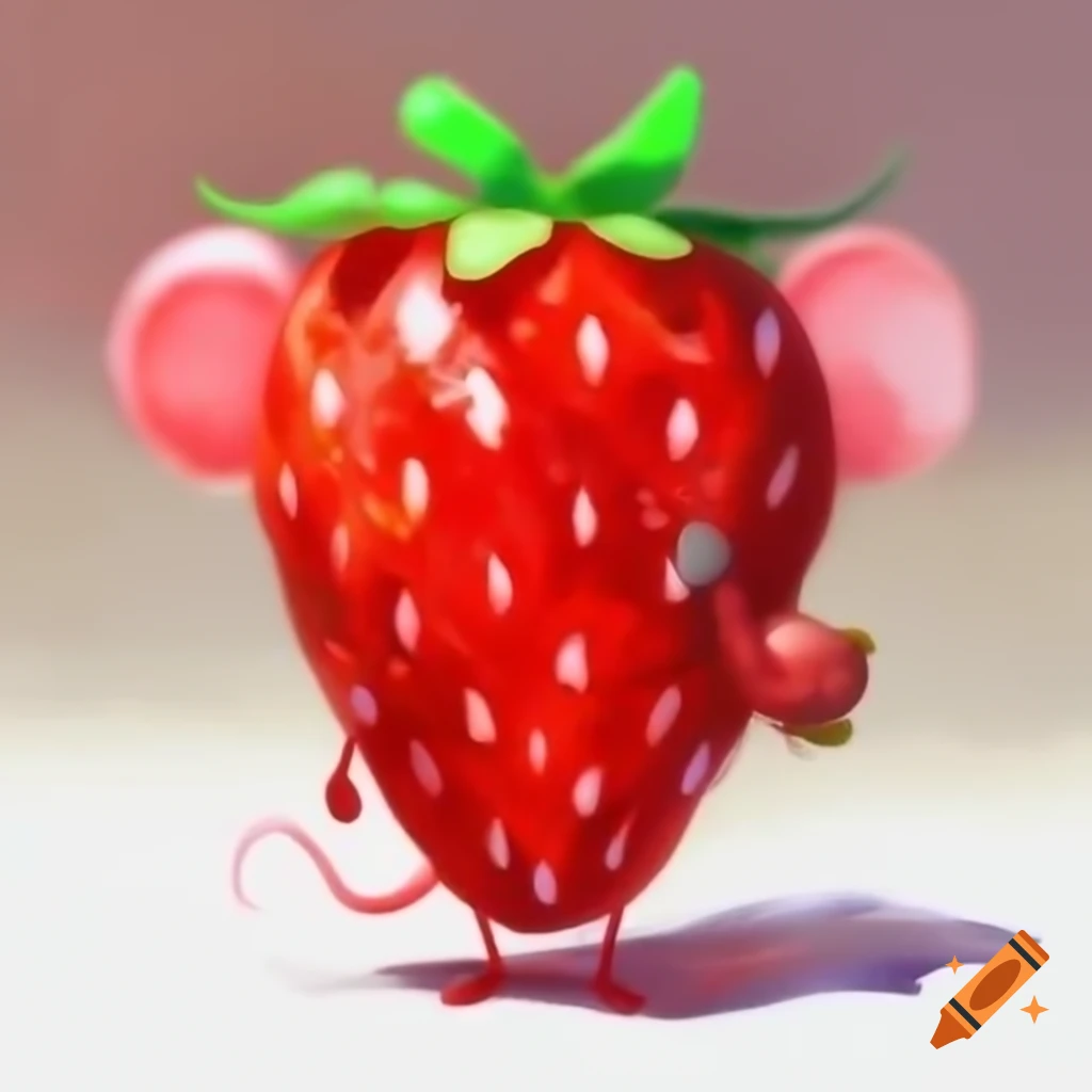 Strawberry resembling a mouse shape