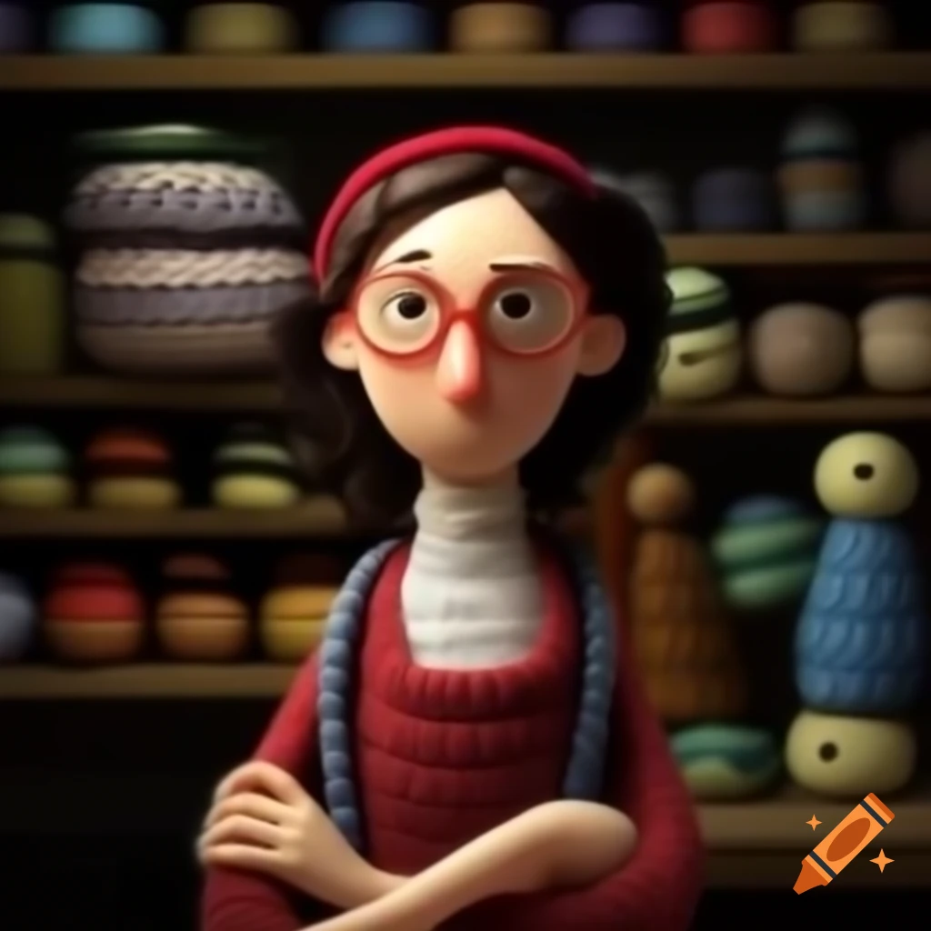 Brunette woman with crossed arms, knitting
