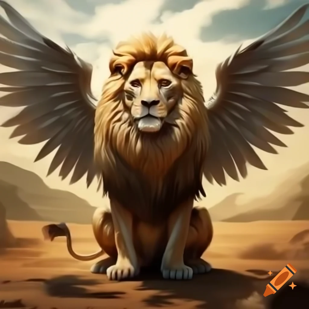 Vector design of a lion with large wings for shirt
