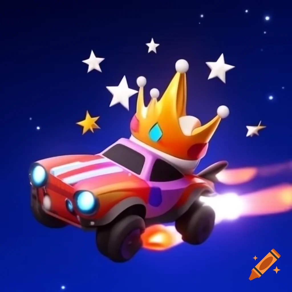 Stylized crown atop a rocket car with stars representing high rankings