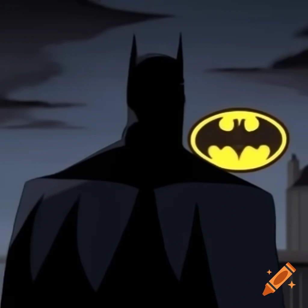 Batman leaping from rooftop with bat signal shining in night sky on craiyon