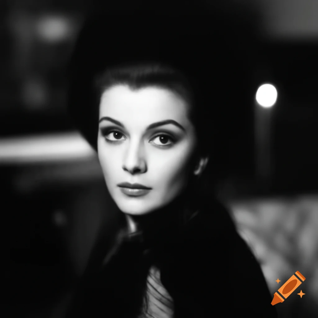 Hyper-realistic portrait of a beautiful young European actress reminiscent of classic Hollywood