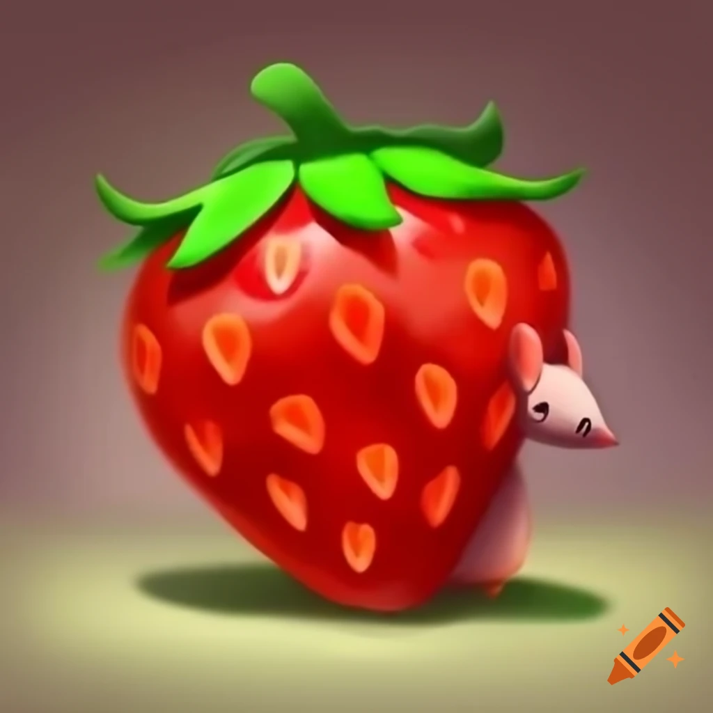 Strawberry resembling a mouse shape