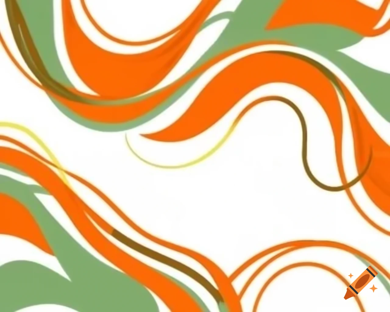 Orange and green swirl decorations on white background