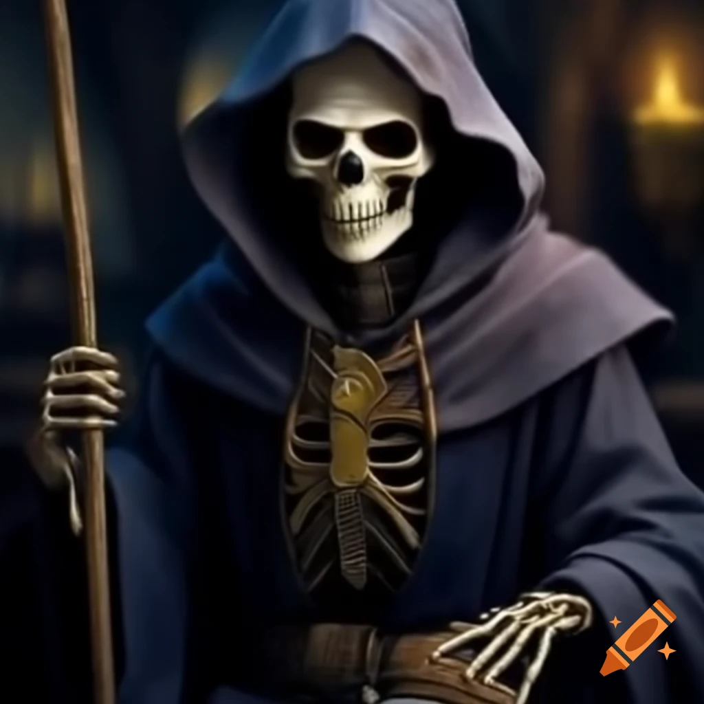 Skeleton in wizard robes