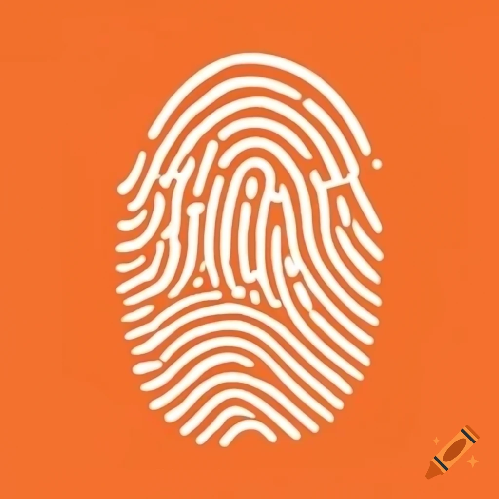 White fingerprint on vibrant orange background on craiyon