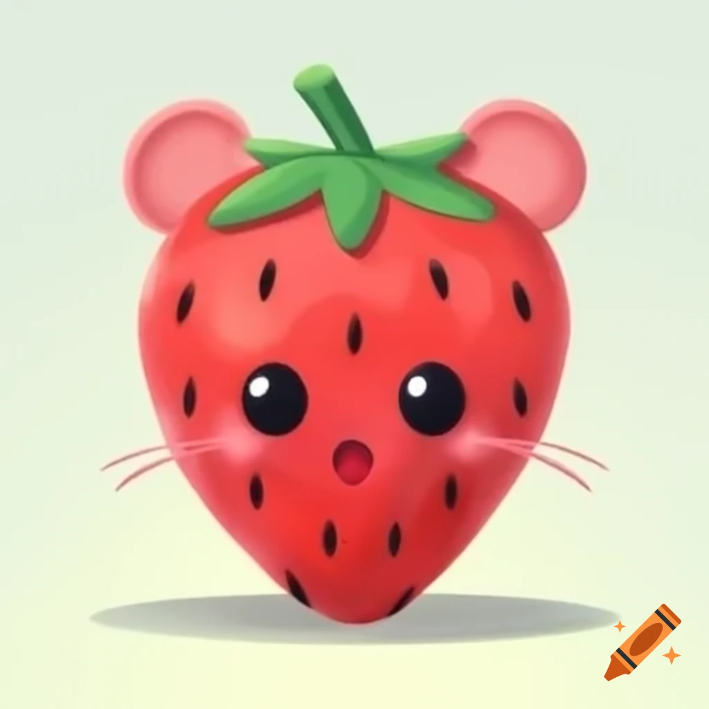 Strawberry resembling a mouse shape