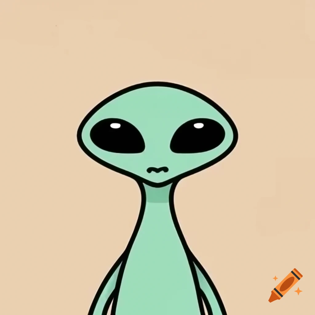 Faceless alien illustration on beige background