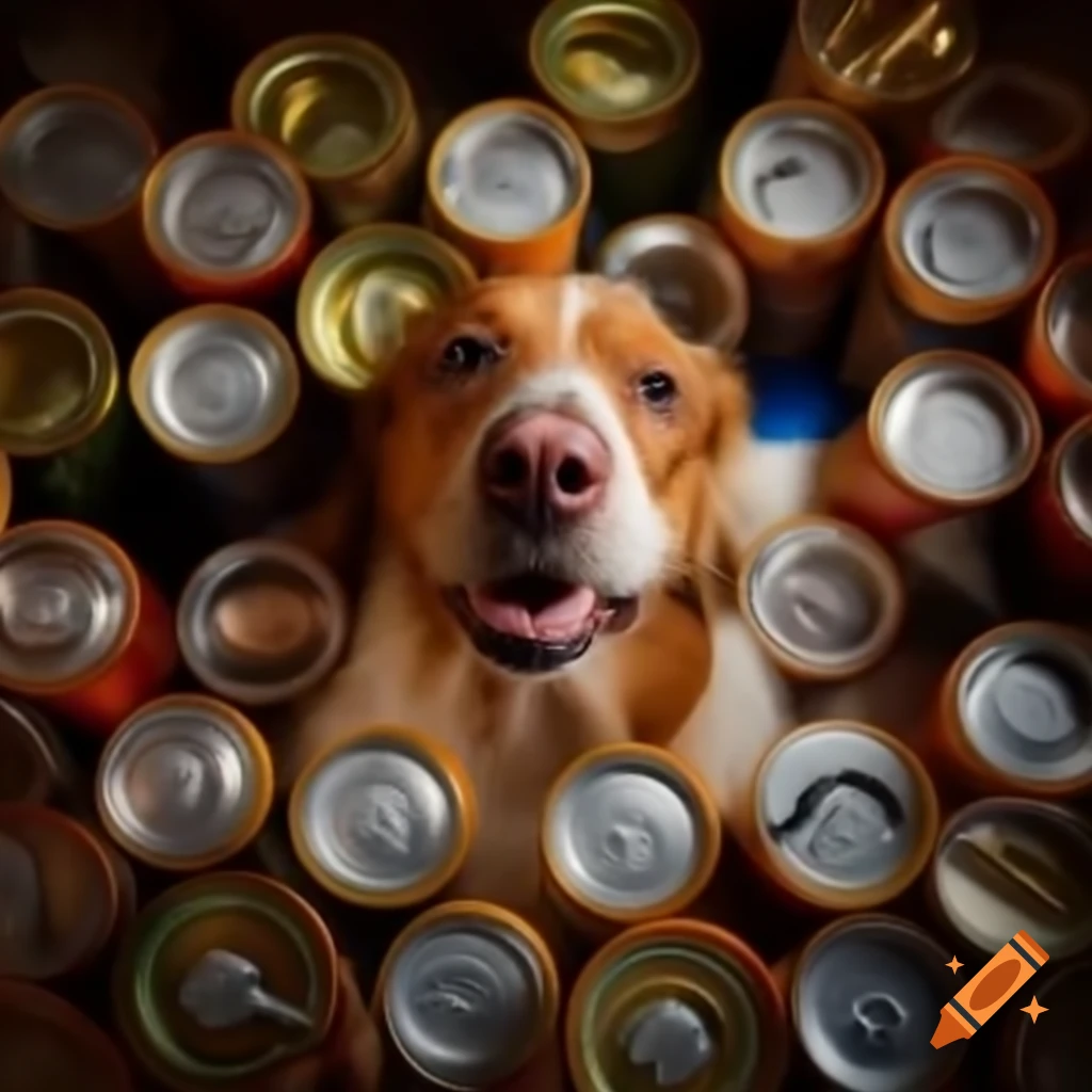 Magazine ad design showcasing cans of dog food with Donald Trump's image