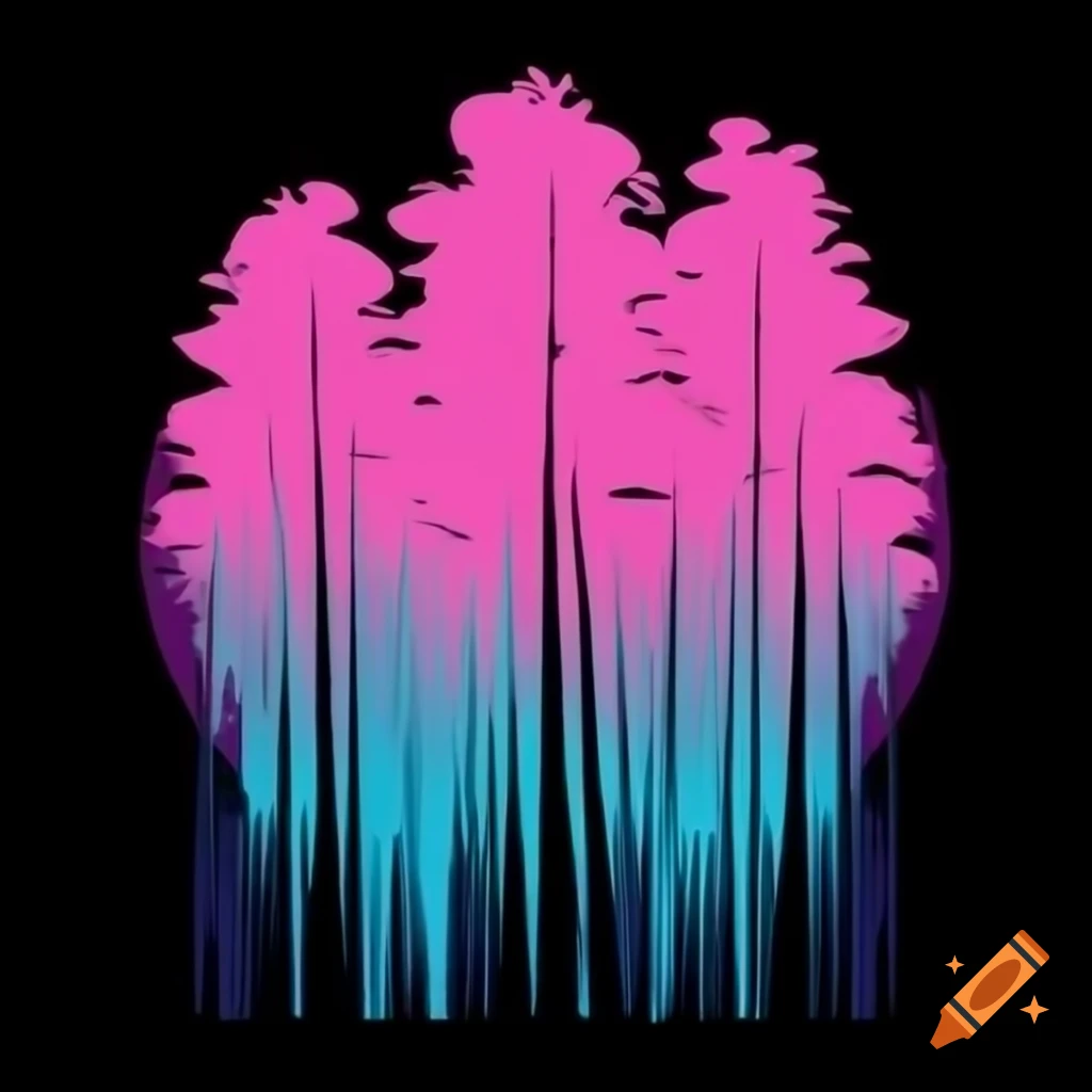 Vibrant silhouette of Taylor Swift with long hair in a dramatic forest setting