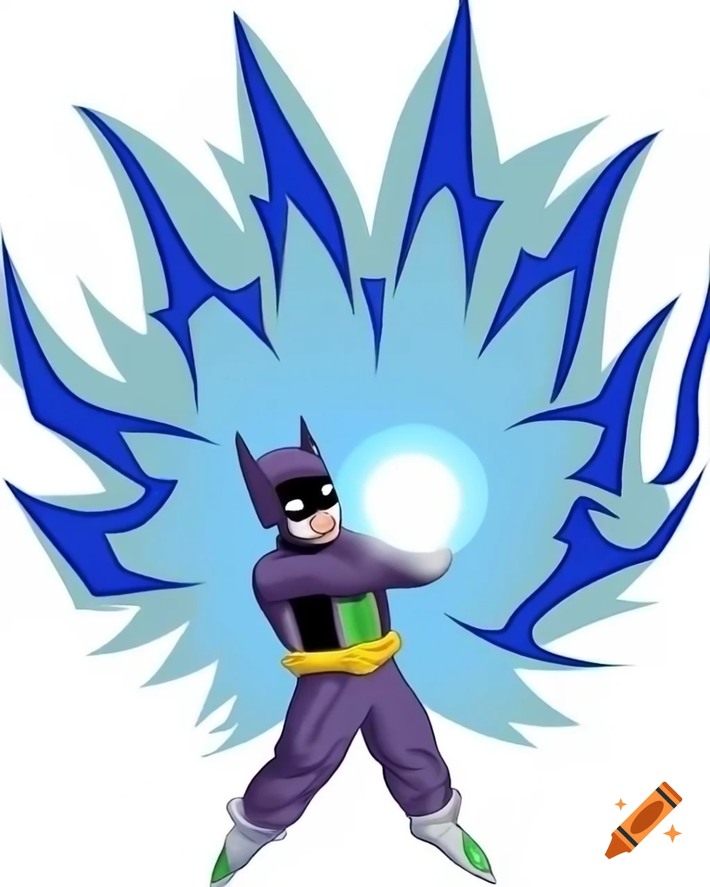 Batman transforms to Super Saiyan Blue and punches through the Joker