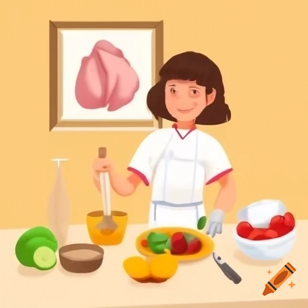 Girl preparing a meal with ingredients including raw chicken on the table