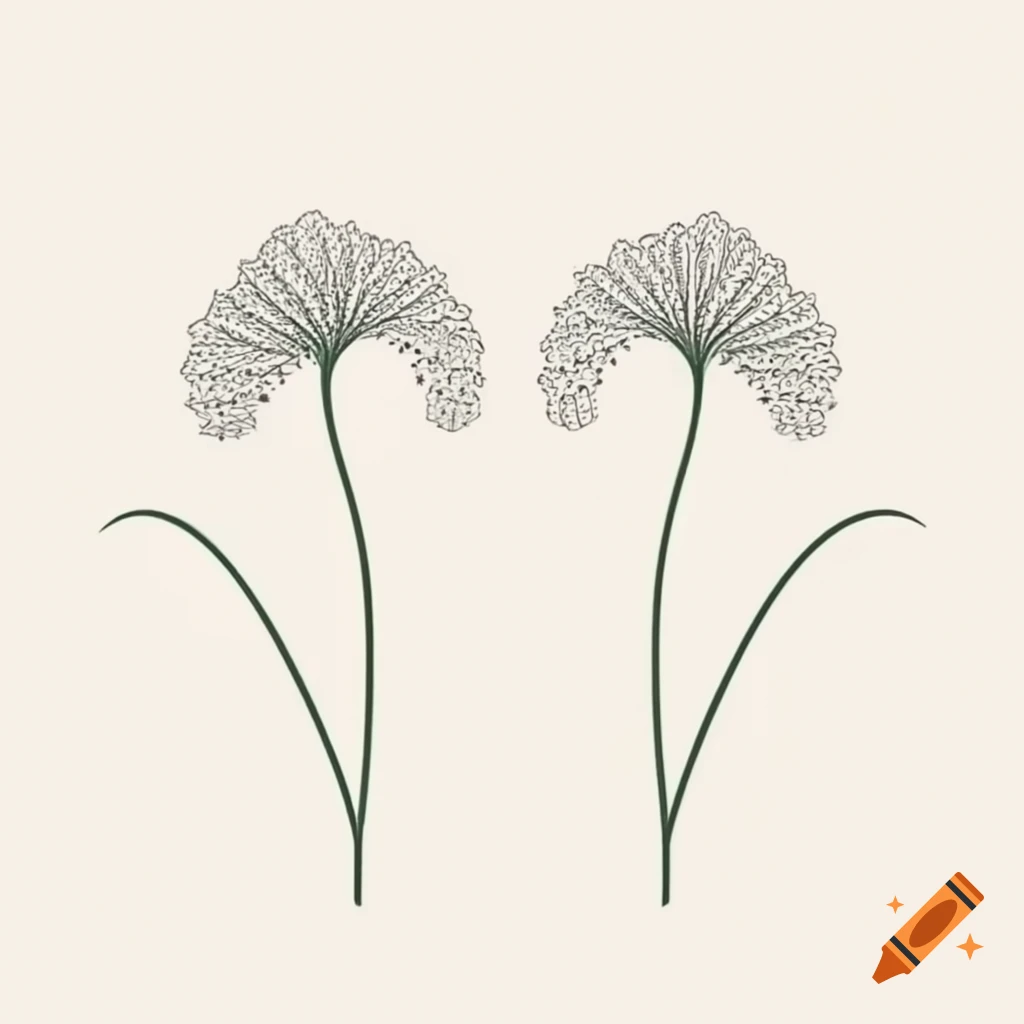 Illustration of two cowslip primrose stems forming circular pattern with grey petals