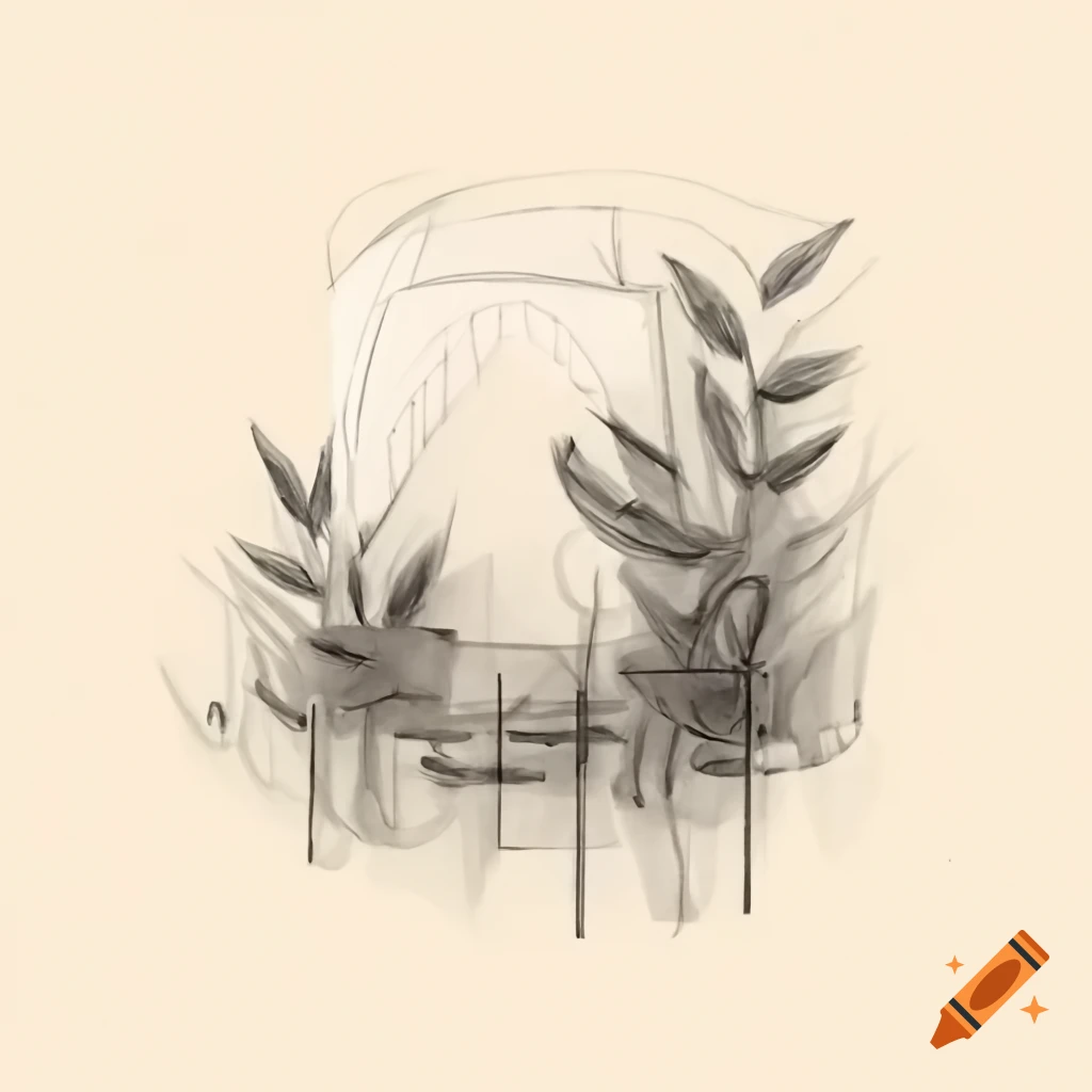 Sketch of oil painting depicting a still life arrangement