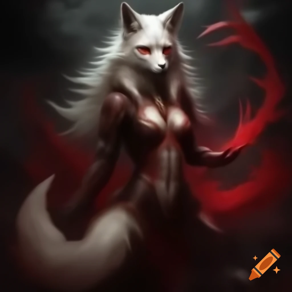 Female kitsune with draconic features