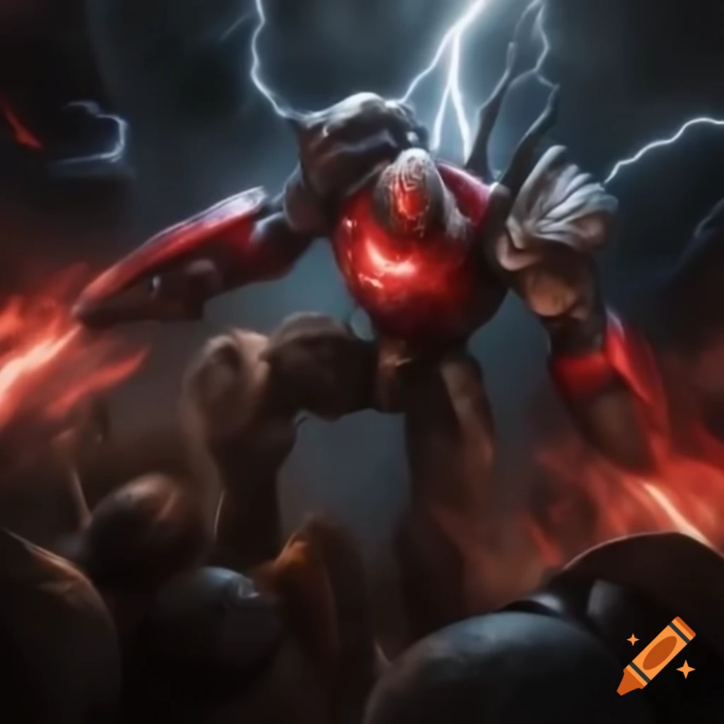 Two wizards in red and white battling with lightning weapons
