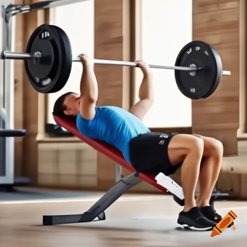 Person performing bench press exercise in gym