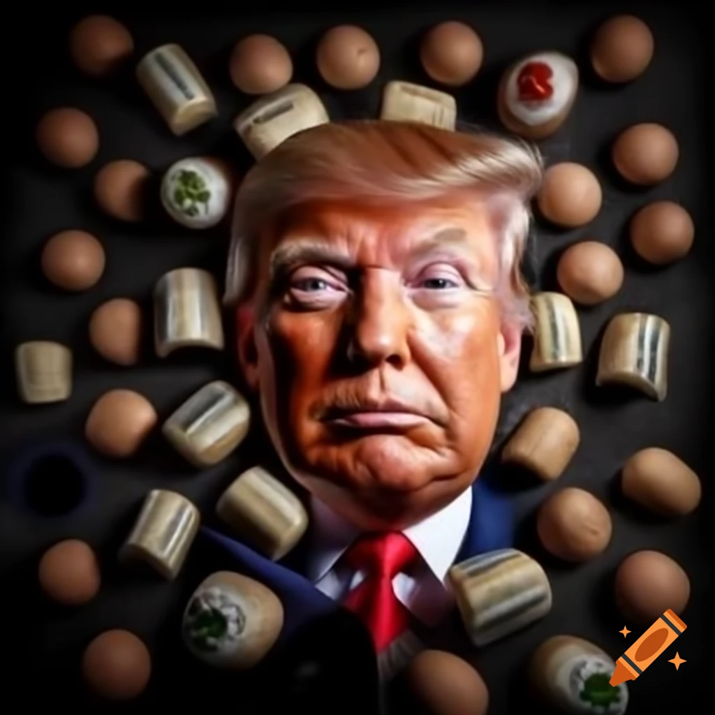 Dog food labels featuring Donald Trump's face
