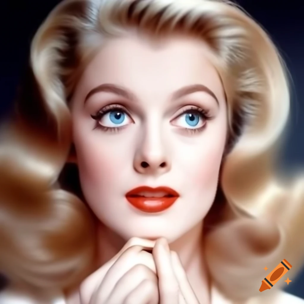 Hyper realistic color photograph of 1963 european actress with
