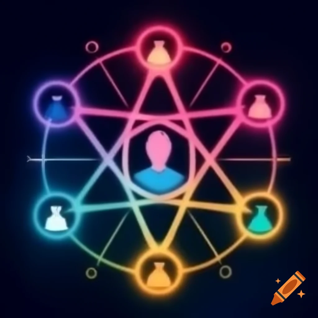 Colorful Enneagram symbol with nine personality types