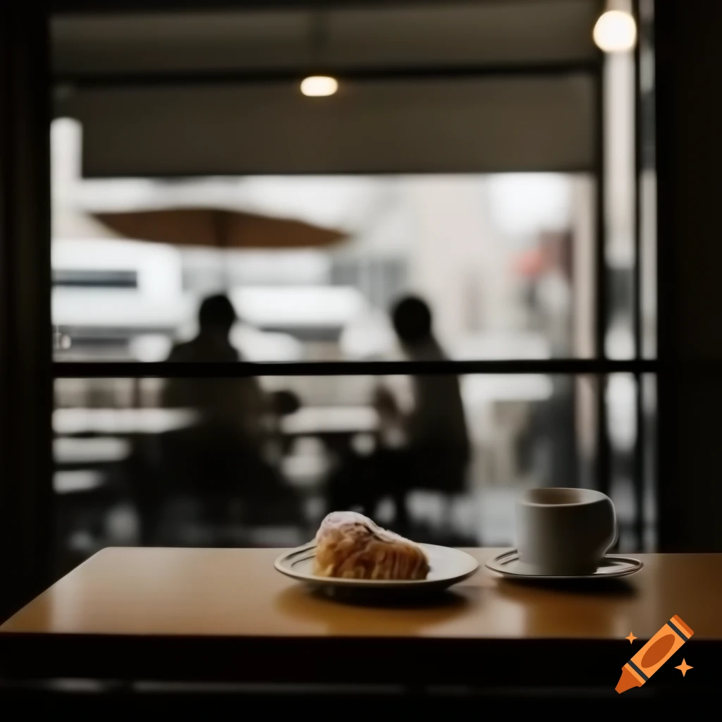 Cozy modern Japanese café with minimalist decor and large windows
