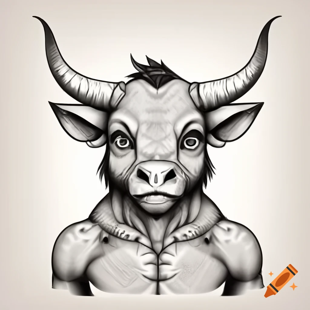 Cute minotaur child in full body, Simon Bisley art style