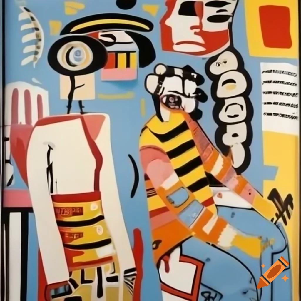 Mediterranean fresco in Jean-Michel Basquiat and Francisco Eppens styles