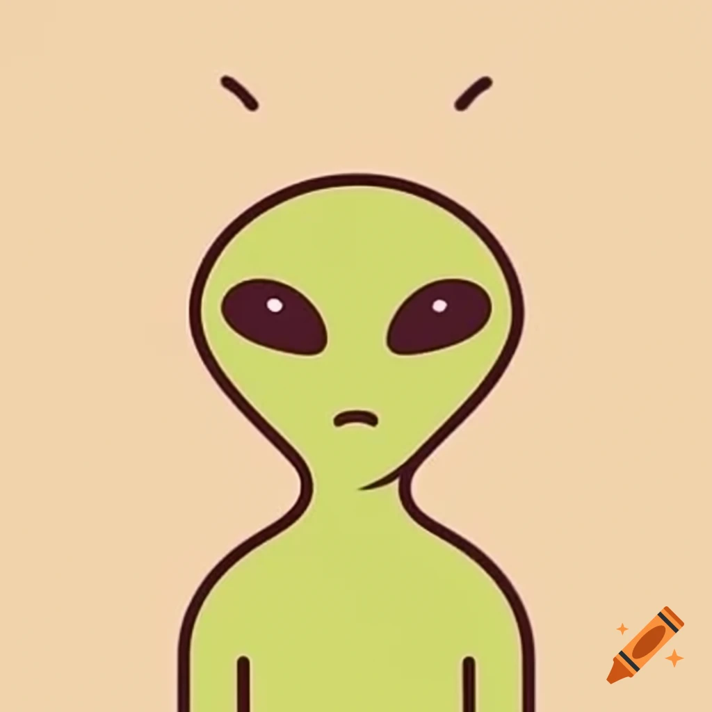 Faceless alien illustration on beige background