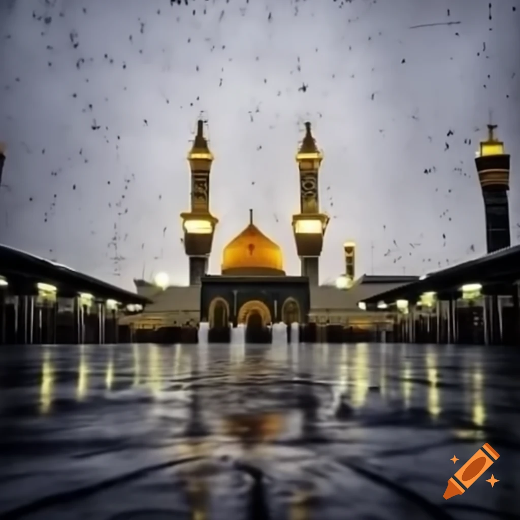 Imam Hussain's shrine in Karbala on a rainy day