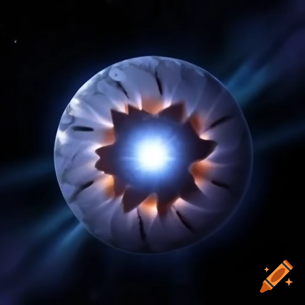 Enormous Dyson sphere enveloping radiant star, showcasing cosmic engineering