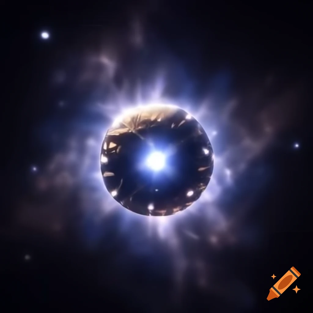 Enormous Dyson sphere enveloping a radiant star, showcasing cosmic architecture