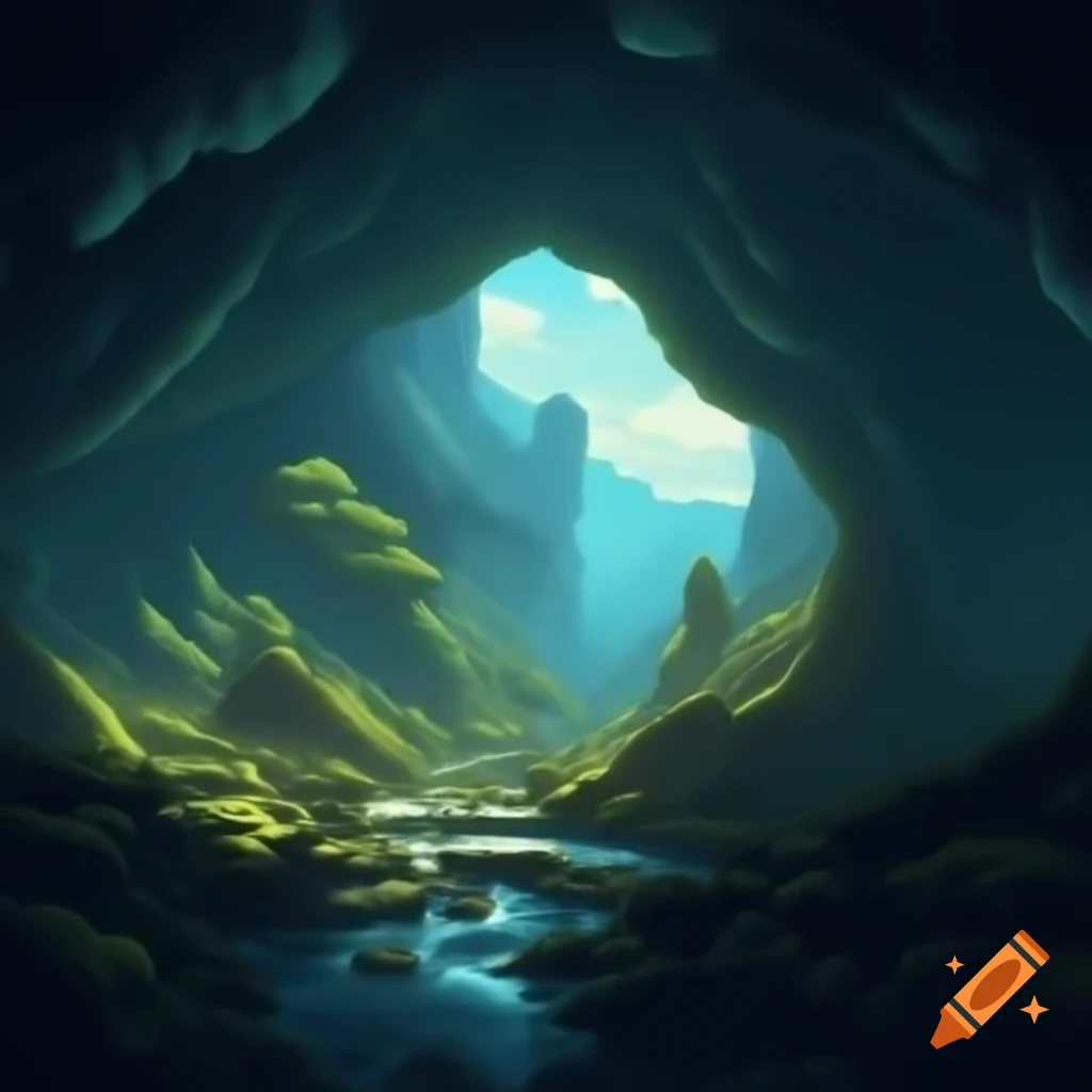 HD pixel art of realistic underground rock forest cave landscapes