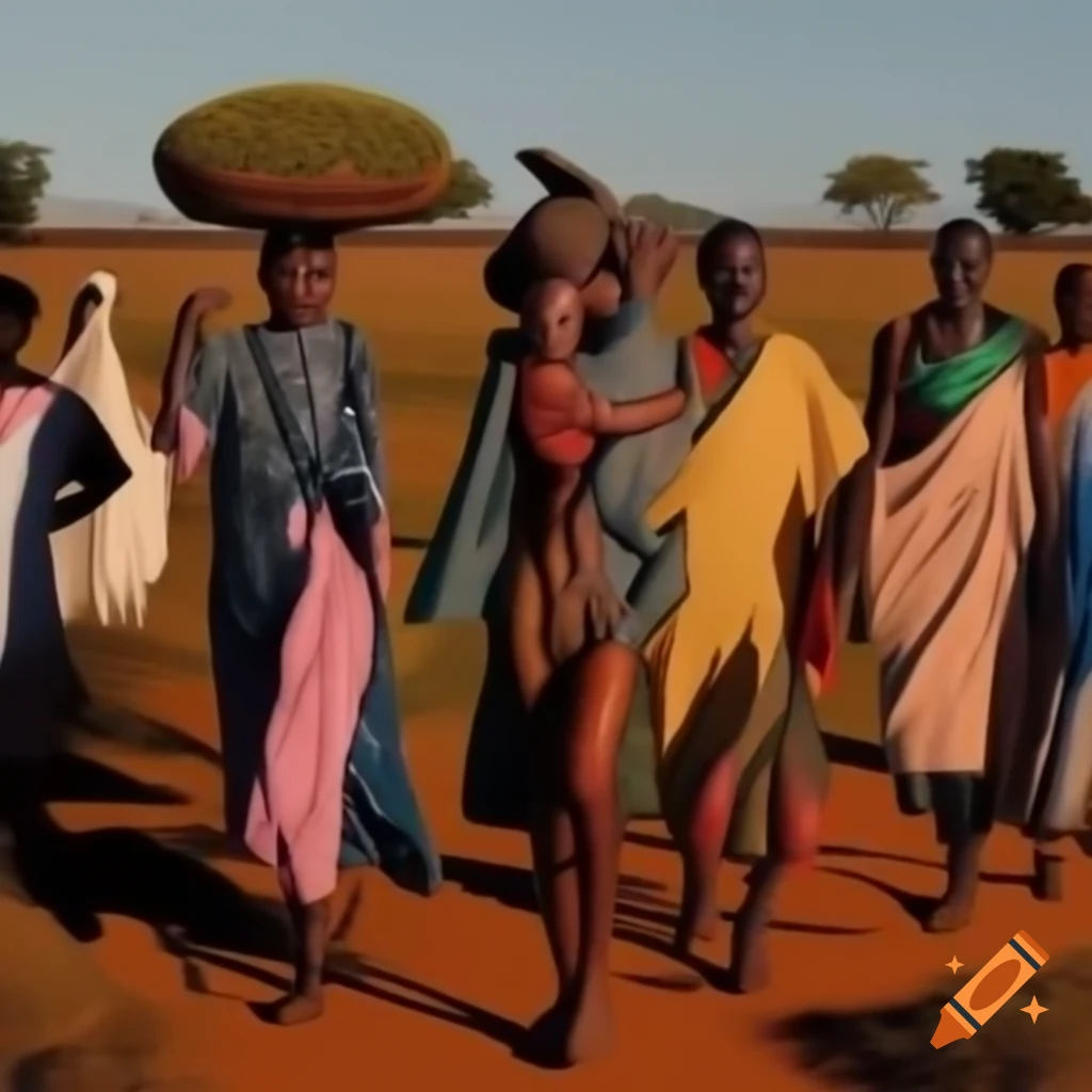 Vibrant cover illustrating diverse South African village celebration