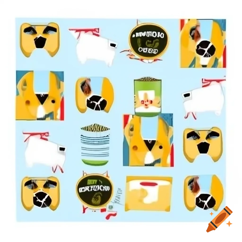 Dog food labels featuring caricature of Donald Trump