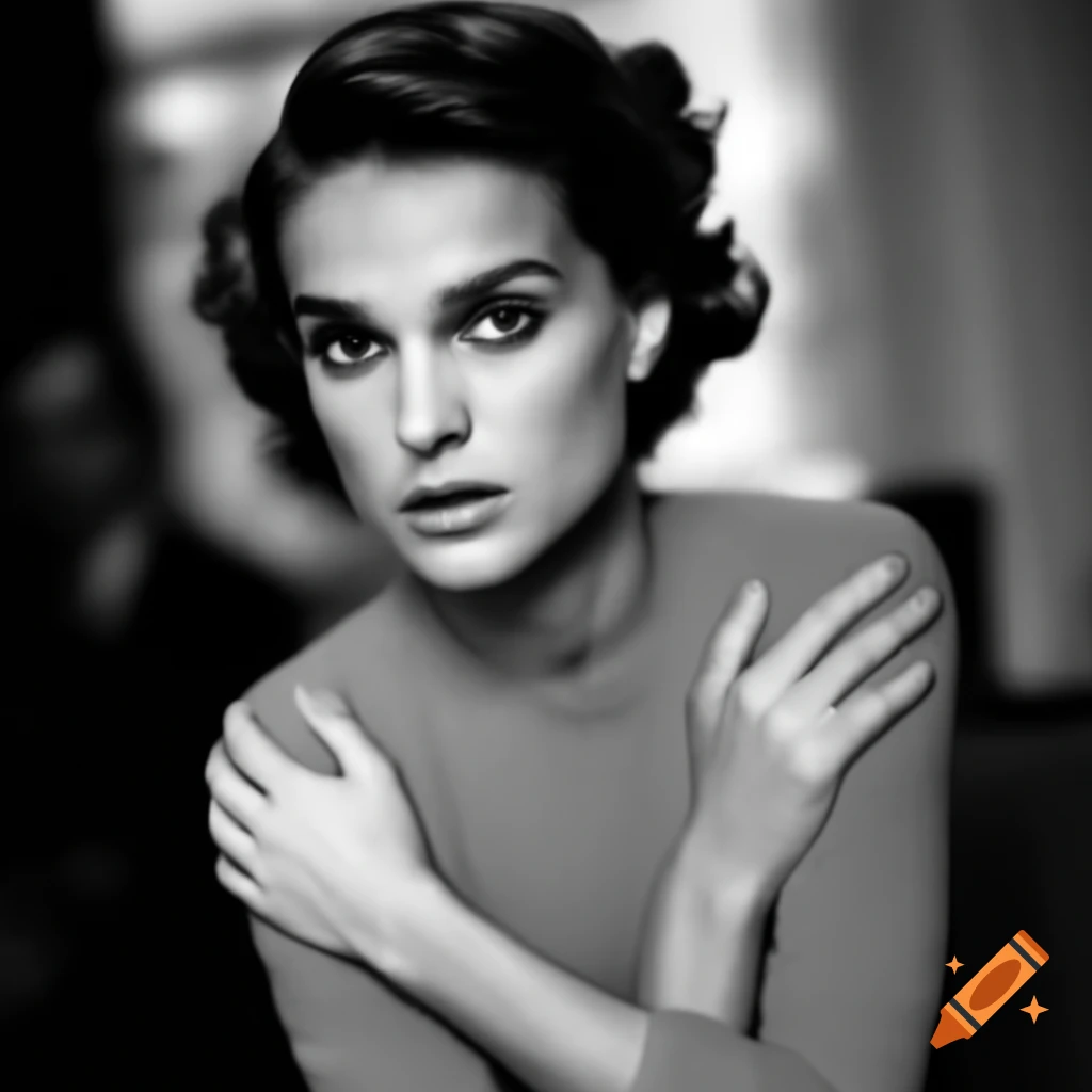 Hyper-realistic portrait of a beautiful European actress resembling iconic stars