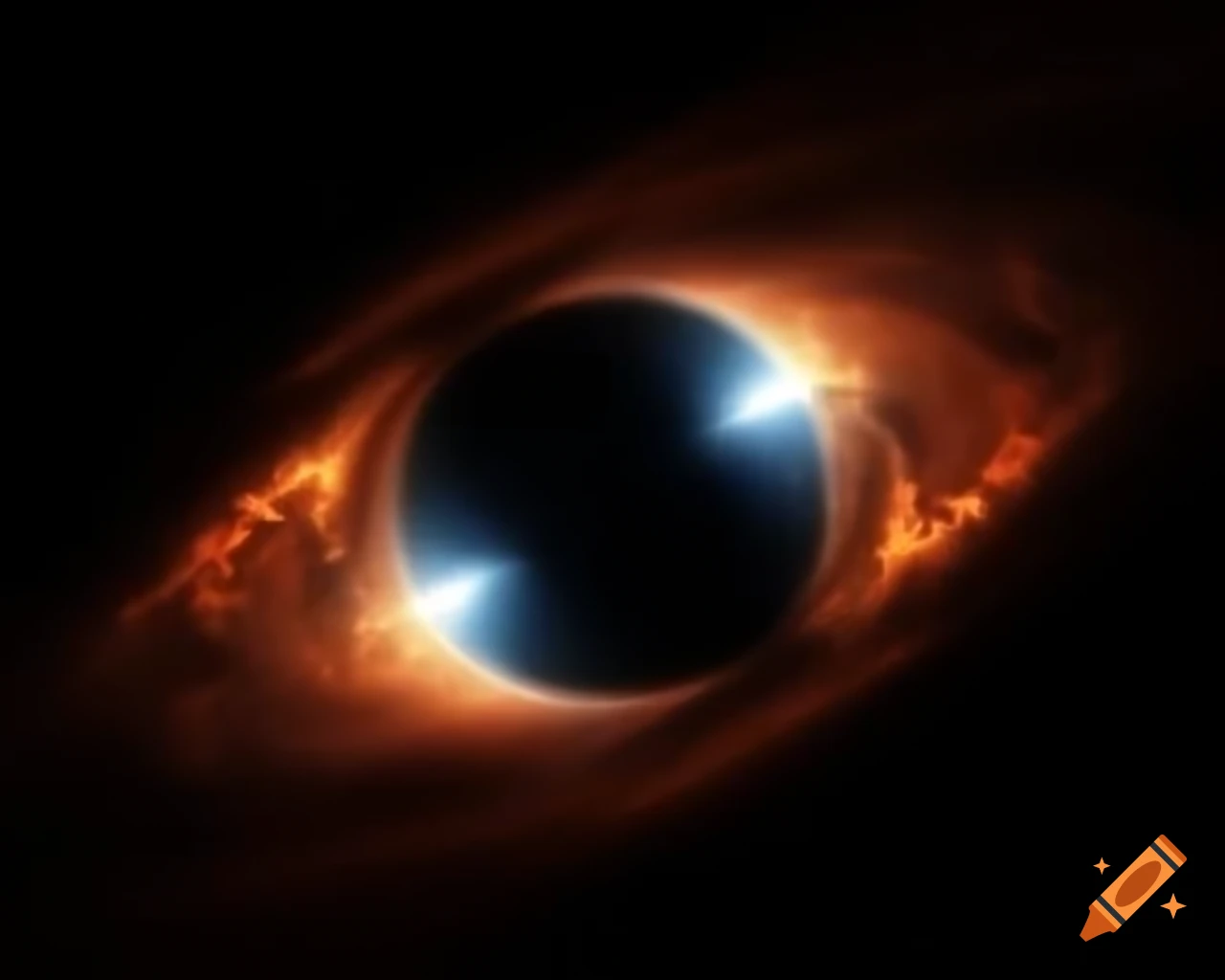 Realistic space art of a black hole surrounded by stars