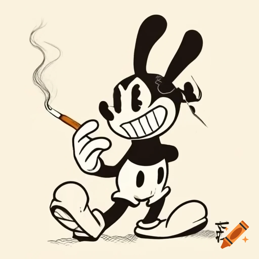 Oswald the lucky rabbit smoking a cigarette