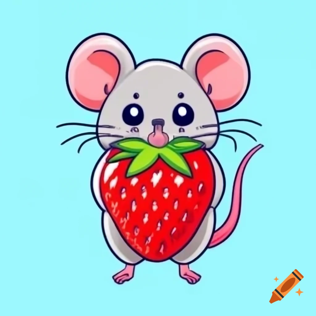 Cute strawberry-themed mouse illustration