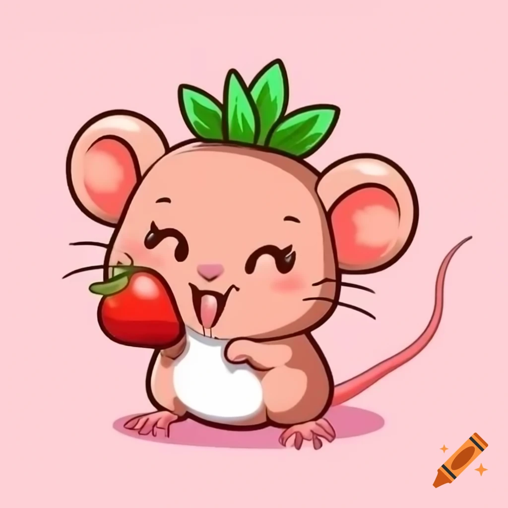 Cute strawberry-themed mouse illustration