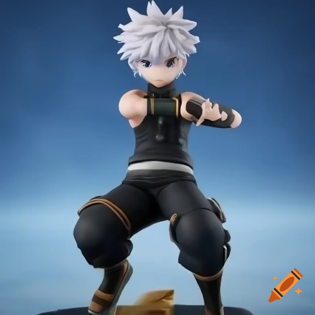 Killua from Hunter x Hunter in adventure attire, full-body anime style
