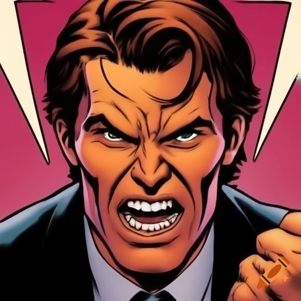 Willem dafoe in marvel comic book style shouting on craiyon