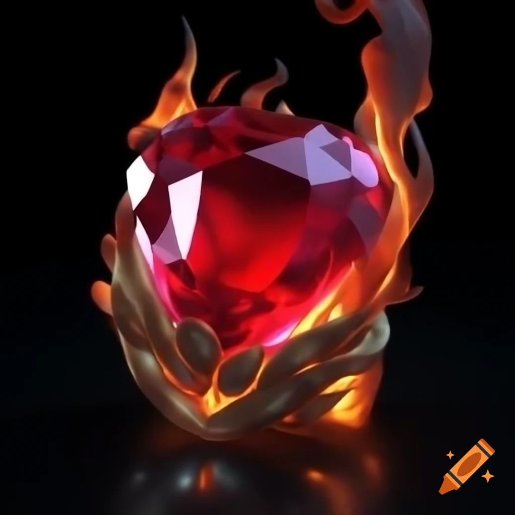 Crimson ruby with sparkling facets catching light