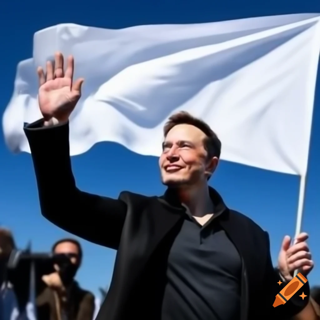 Elon Musk waving a white flag