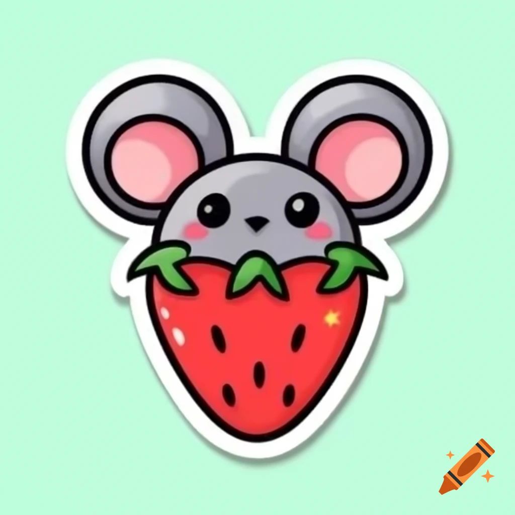 Strawberry-shaped mouse sticker design