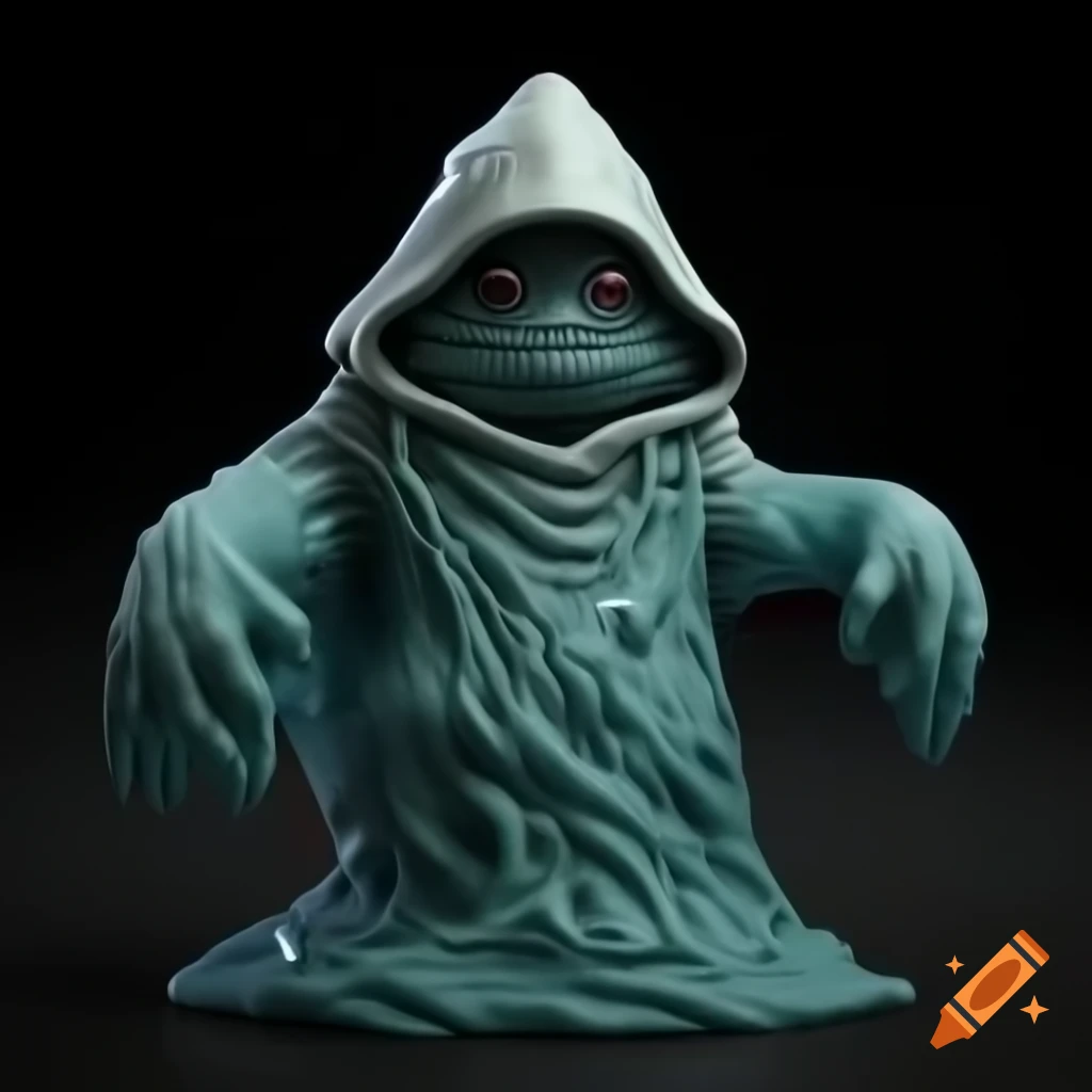 Highly detailed hooded cloak slime creature in full figure