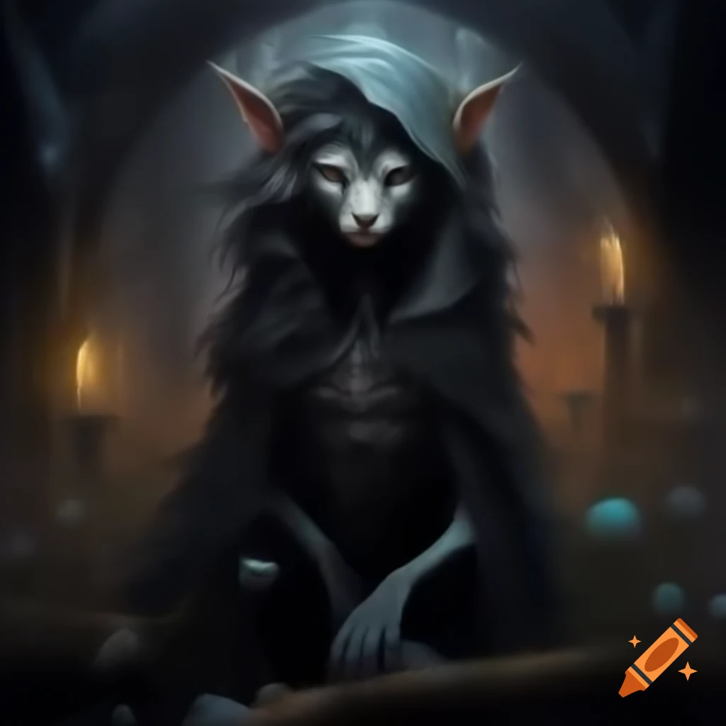Mystical animal hybrid in gothic dark style