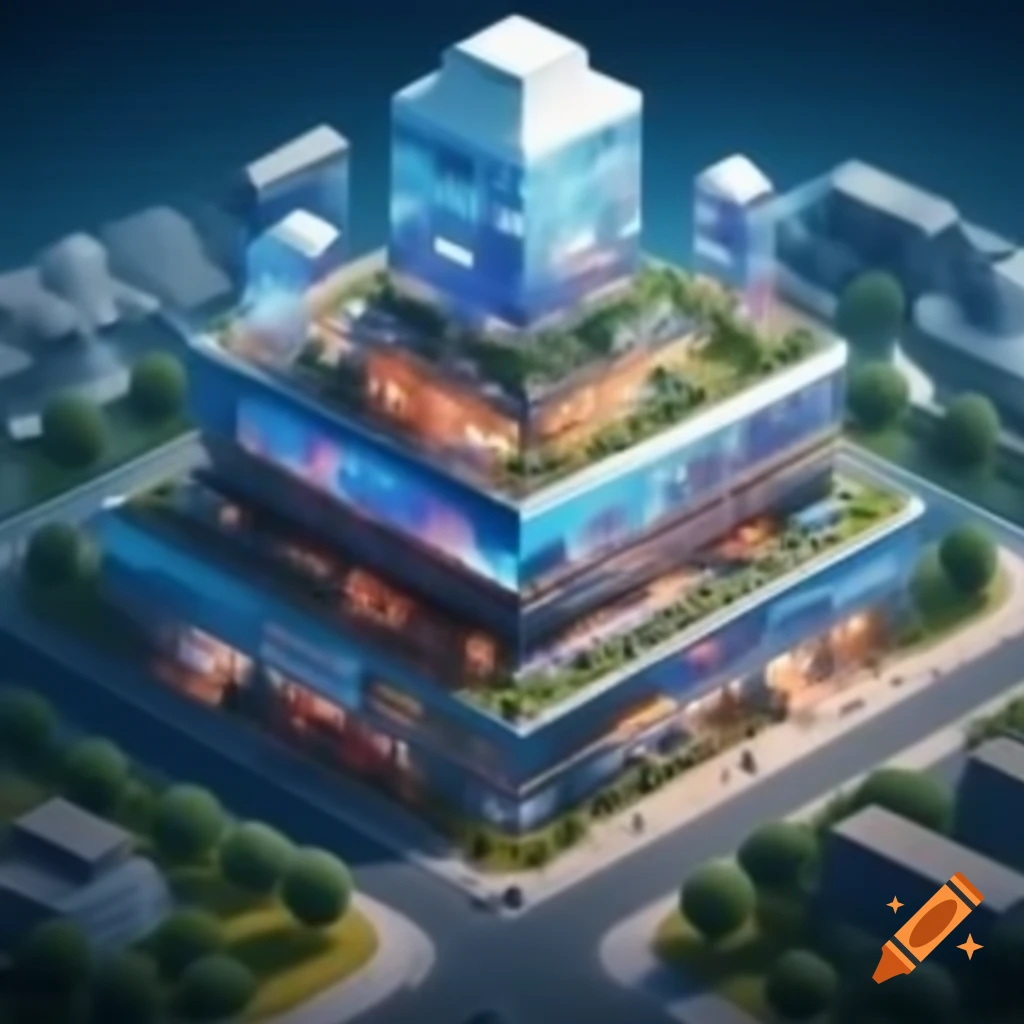 Concept of a digital city representing cyberspace with roads and buildings