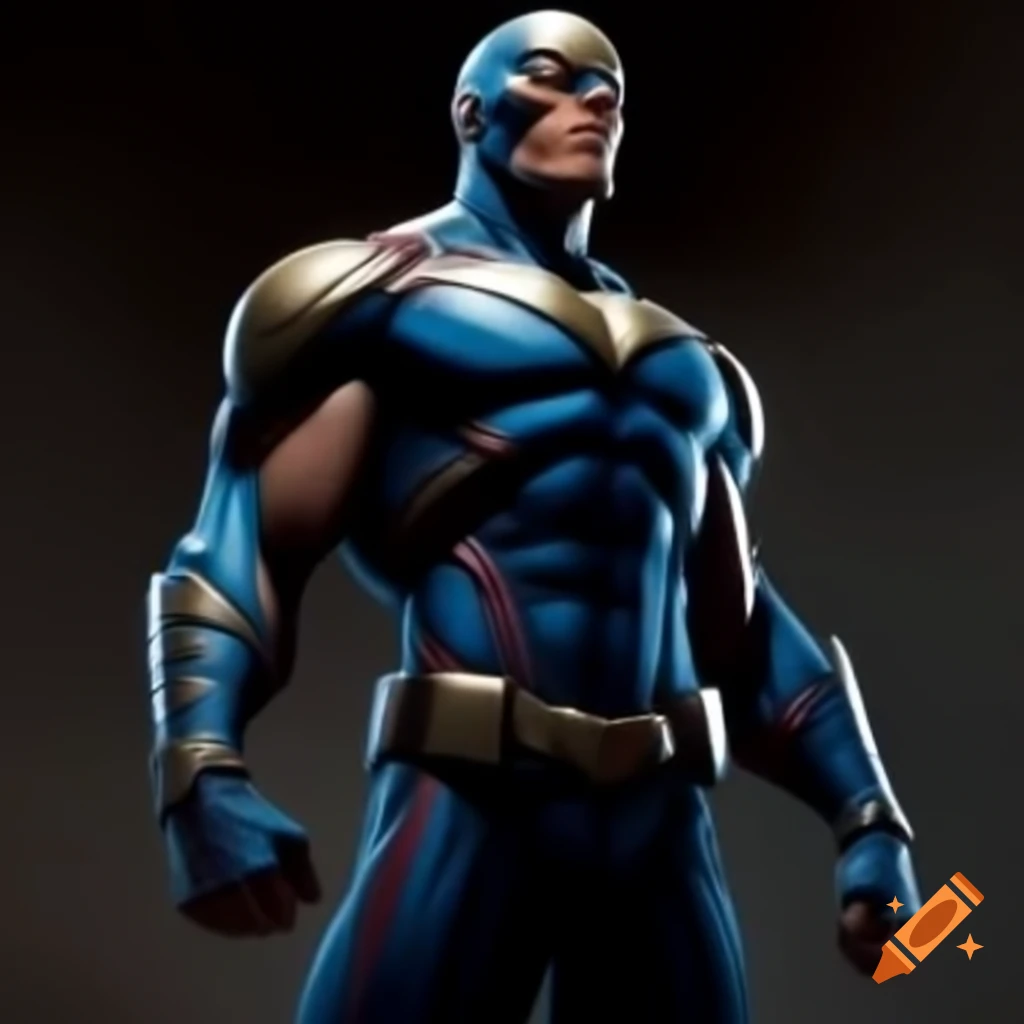 Superhero character design featuring a muscular physique