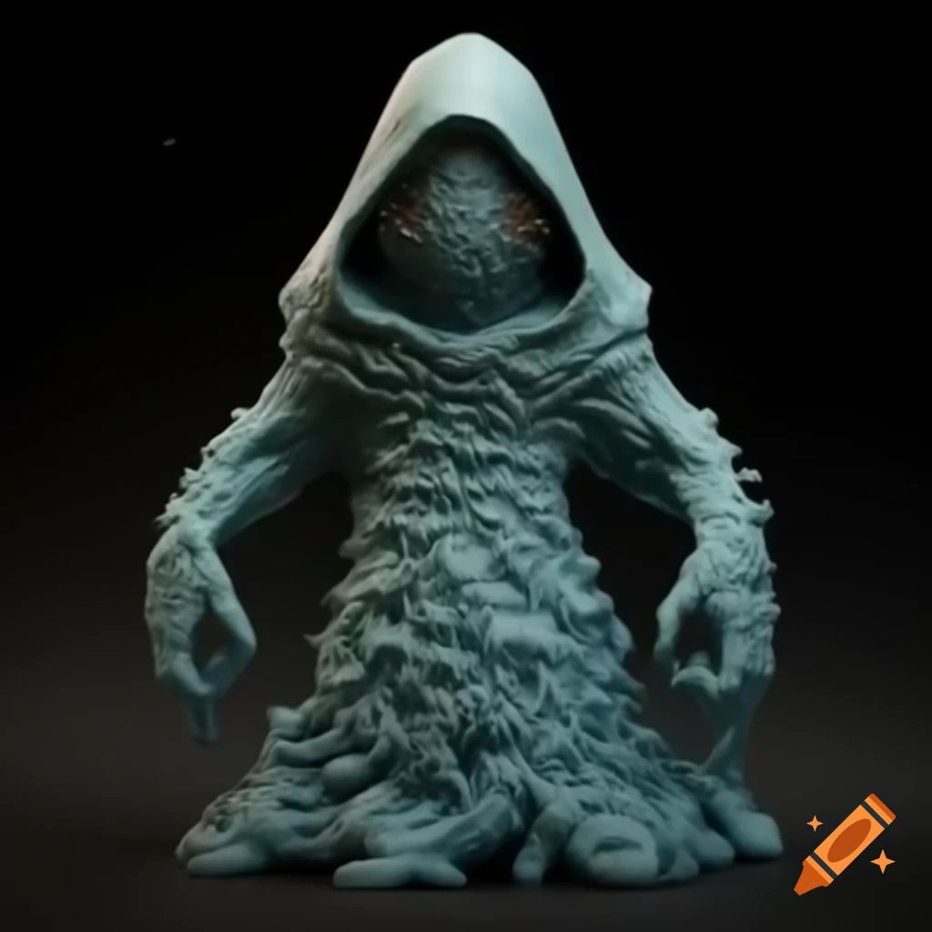 Detailed hooded cloak slime creature in full figure