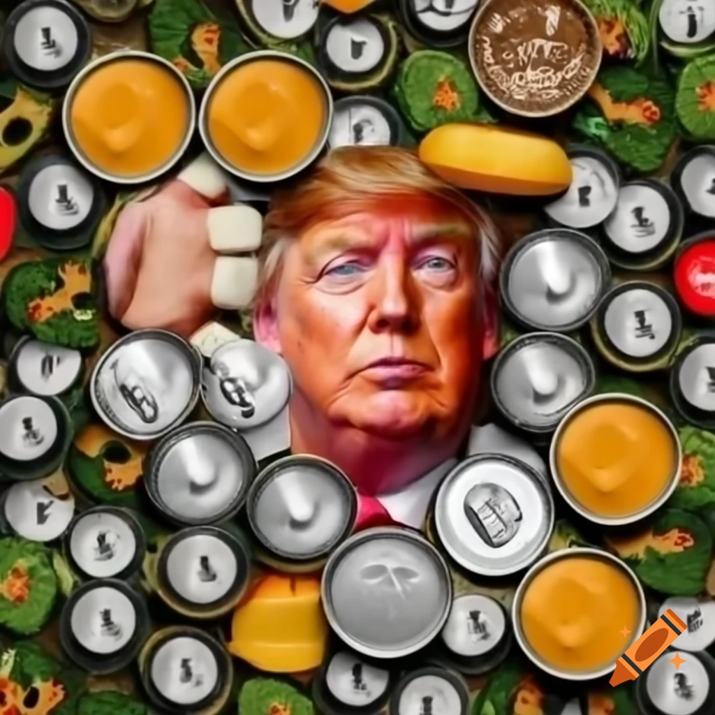 Magazine Ad Design Showcasing Cans Of Dog Food With Donald Trump s 